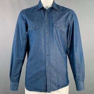 ADAM KIMMEL Size L Indigo Cotton Denim Twill Western Snap Long Sleeve Shirt
